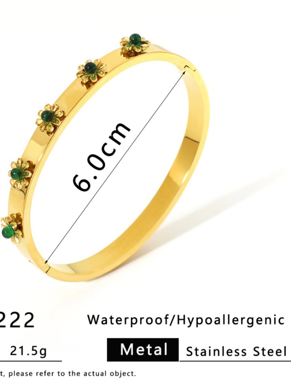Stainless Steel 18K Gold PlatPlated Pearl Bangle